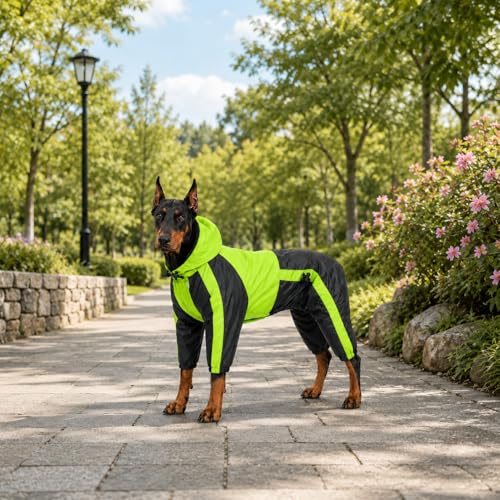 Pet Apparel Large Dog Clothing Raincoat Pet Clothes Rain Coat For Big Large Dogs Red Green Waterproof (L-L (Large Dog ~60lbs) / Green)