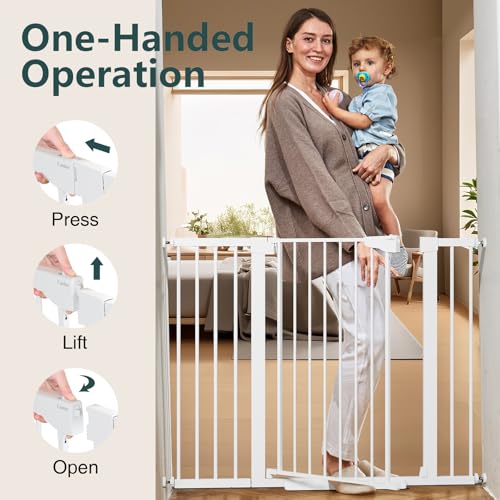 36" Extra Tall Baby Gate for Stairs (White / 30-48"W x 36"H)