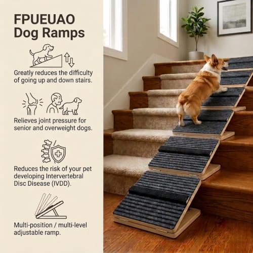 6 Pack Wooden Adjustable Dog Stairs Ramps