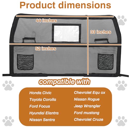 52" Wide Dog Car Barrier with Window & Steel Frame