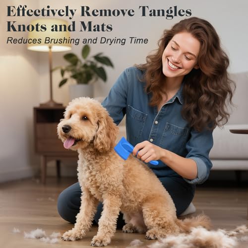 2PCS Slicker Brush for Dogs & Pet Comb (Blue / Medium)