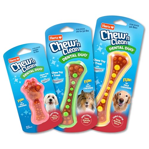 Chew 'n Clean Dental Duo Bacon Flavored Dental Dog Chew Toy and Treat (X-Small (Pack of 1) / 1 Count)