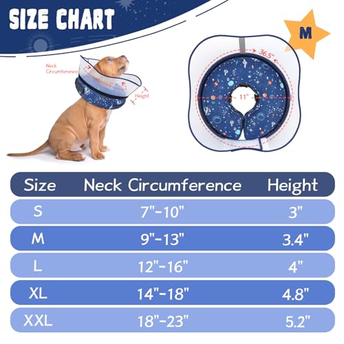 Elevated Inflatable Dog Cone Collar to Stop Licking (Navy / M(Neck 9"-12.5"))