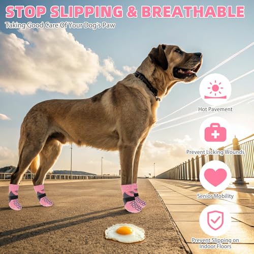 Dog Socks Shoes for Hot Pavement (Pink / Medium(4 Pack))