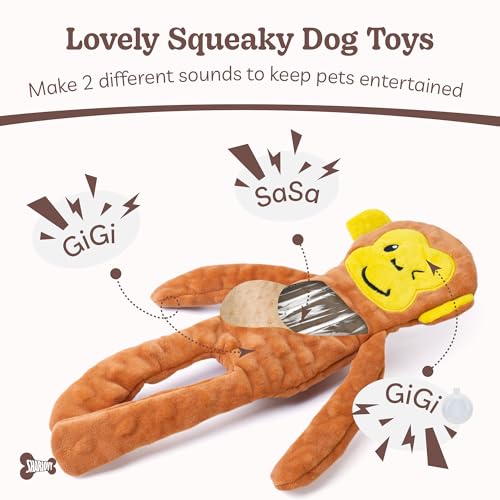 No Stuffing Dog Toys Squeaky for Large Dogs (For Small Breed / 1 Pack - Monkey)