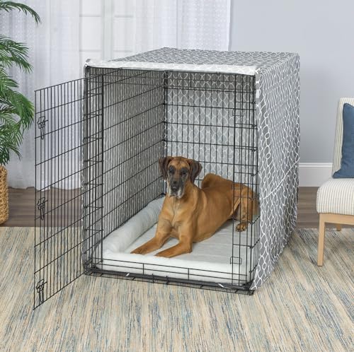 Dog Crate Cover (Gray Geometric Pattern / 24.8"L x 17.5"W x 19.5"H)