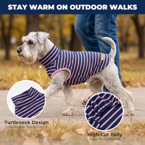 Dog Sweater Soft Fleece Warm Turtleneck Dog Sweaters for Large Dogs (XX-Large / Purple Stripes)