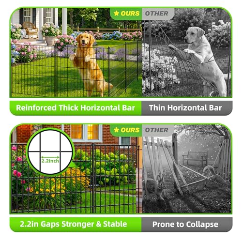 15 Panels No Dig Decorative Garden Fence with Gate (40 in(H)×29.5in(L))