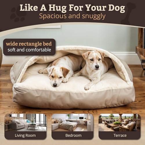 Rectangle Cozy Cave Dog Bed (Buckskin / Medium)