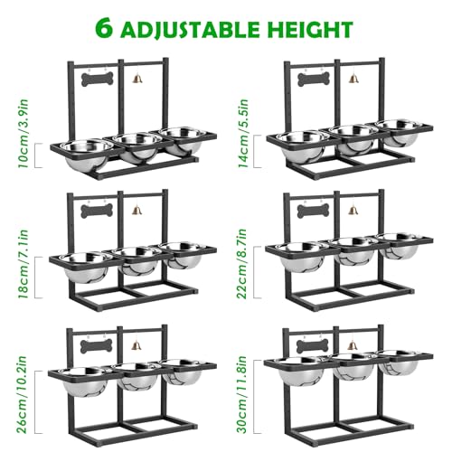 Elevated Dog Bowls Stand for Large (Triple Dog Bowl & Mat / X-Large Dogs)