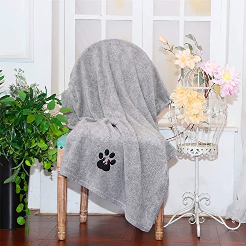 Extra Large Dog Towels for Drying Dogs 2 Pack (Grey and Brown / XL-55" * 36")