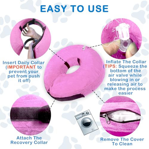 Inflatable Dog Cone Collar (Pink / Extra Large [Neck: 18"-23"])