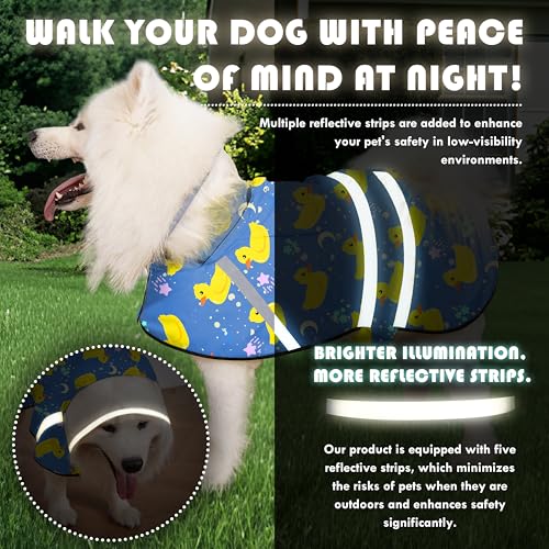 Dog Raincoat Adjustable Rain Jacket with Hooded Double Layer for Large Medium Small Dogs Puppies (Duck Blue / Medium)