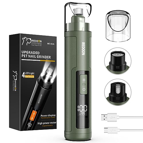 Dog Nail Grinder with 4 LED Lights (Matte Green)