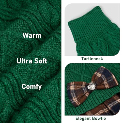 Dog Sweater Dress for Medium Large Dogs Turtleneck Thick Knit (XX-Large (40-70lbs) / 08# Green)