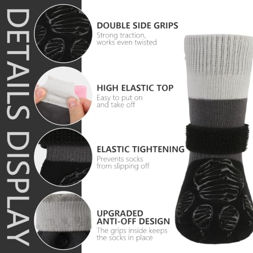 Non Slip Dog Socks for Hardwood Floors to Prevent Licking Paw XL (X-Large(6 Pack) / Black)