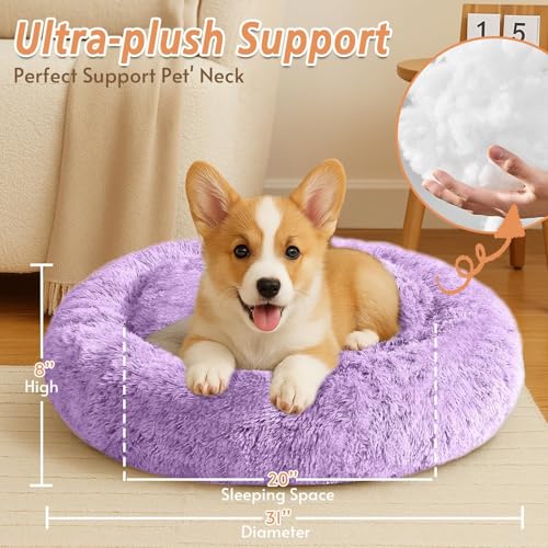 Calming Dog Bed Medium Size Dog (Purple / 31.0"L x 31.0"W x 8.0"Th)