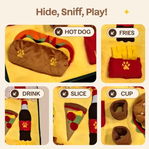 Interactive Dog Snuffle Mat for Slow Feed & Digestion Support (Fast Food Design)