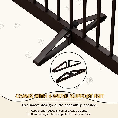 Freestanding Pet Gate with Door (6 Panel 32" / Dark Brown)