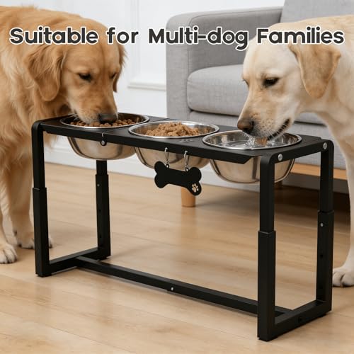 Metal Elevated Dog Bowls (8.8-14" | M/L Dogs | 3×58oz Bowls)