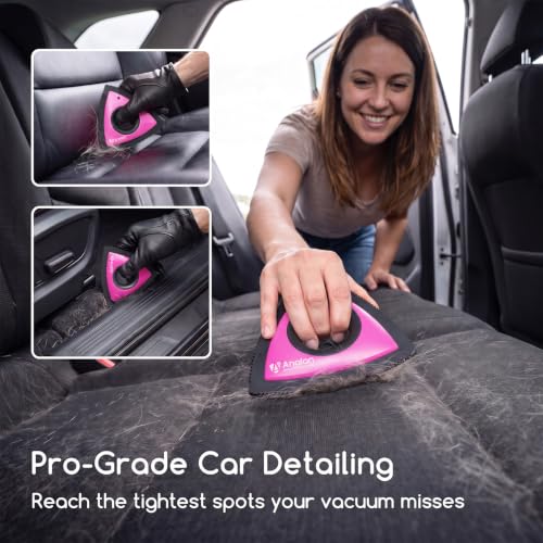 Mini Pet Hair Remover for Car Detailing Dog Hair Tool Brush (Rose Pink)