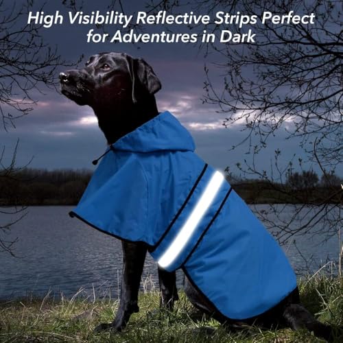 Dog Raincoat Reflective Waterproof Hooded Pet Rain Jacket (Blue / XX-Large)