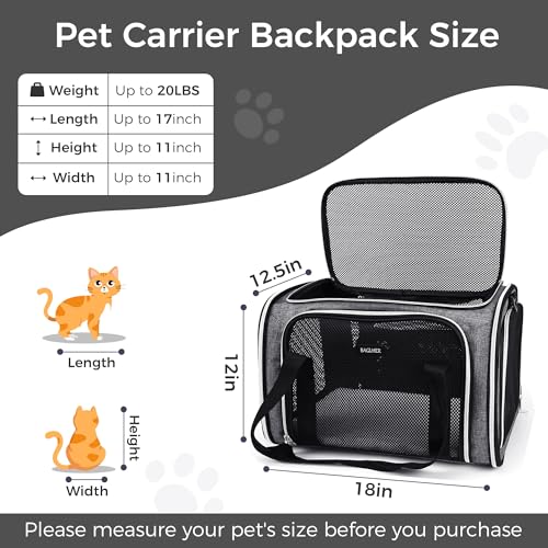 Pet Travel Carrier (Grey / 17.0"L x 11.0"W x 12.0"H)