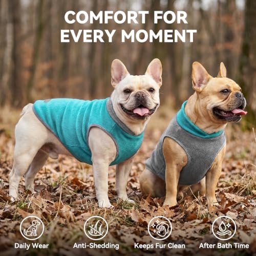 2 Pack Fleece Dog Sweater Pullover Lightweight Reflective Jacket (Medium / 1# Teal & Grey)