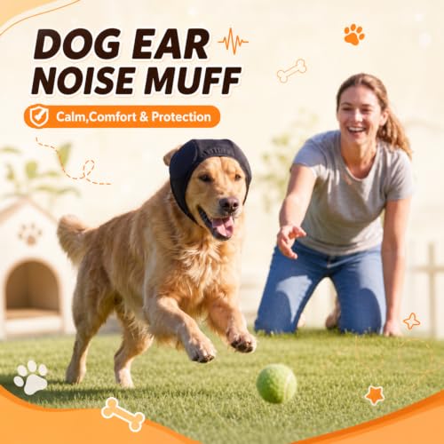 Dog Ear Muffs for Noise Protection Grooming and Blow Drying (Large)