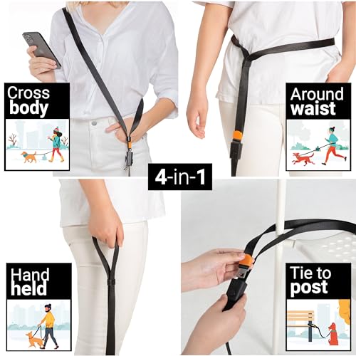 4-in-1 Hands Free Dog Leash, Versatile Crossbody Dog Waist Leash with Easy Release Buckle, Adjustable Waist Fit for Walking, Jogging and Running Your Pet (Purple) (Purple)