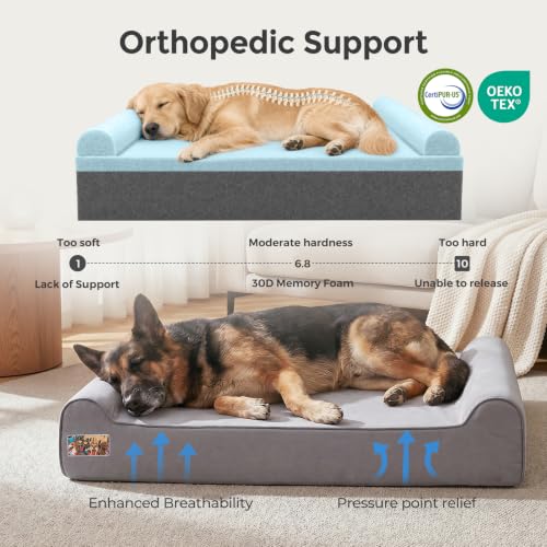 Orthopedic Dog Beds for Extra Large Dogs (XX-Large / Style C-Grey)