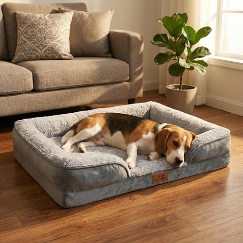 Orthopedic Dog Beds Large Sized Dog (Grey / 36.0" L x 27.0" W x 6.7" Th)