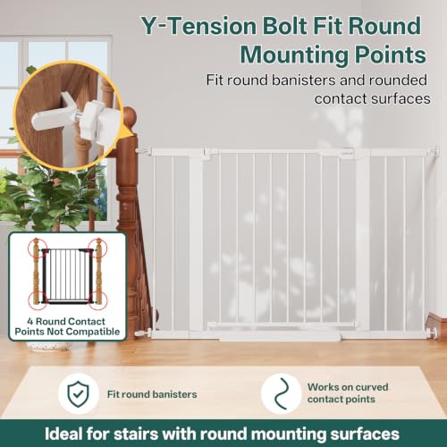29.6 44.6 in Wide Baby Gate for Stairs and Doorways (White / 29.6-44.6"W x 28"H)