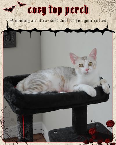 45.7" Gothic Cat Tree with Hammock (Black / 45.7in)
