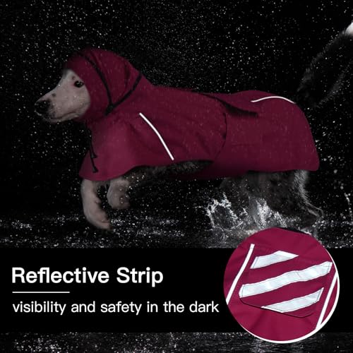 Reflective Waterproof Dogs Rain Coats with Hood (NeonPink / XL)
