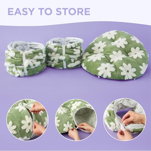 Lesure Donut Cute Jacquard Large Cat Tunnel Bed Kitten Toys for Dog Bunny (large (39.5"L x 39.5"W x 10"H) / Flower Garden Green)