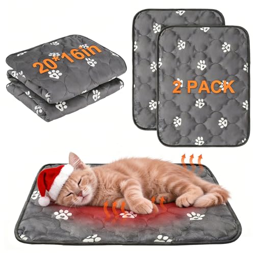Self Warming Cat Mat (Grey_Paw / 20.0"L x 16.0"W x 0.2"Th)