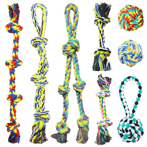 Natural Cotton Dog Rope Toys (colorful-8PCS)