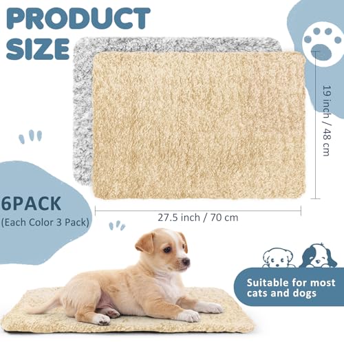 6 Pack Self Warming Pet Cat Dogs Pad 19 x 28 Inch (19 x 28 Inch / Grey+Beige)