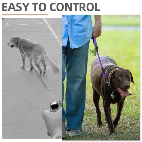Reflective Short Dog Leashes 3 Pack for Walking and Training (Purple / 1FT+1.5FT+2.5FT)