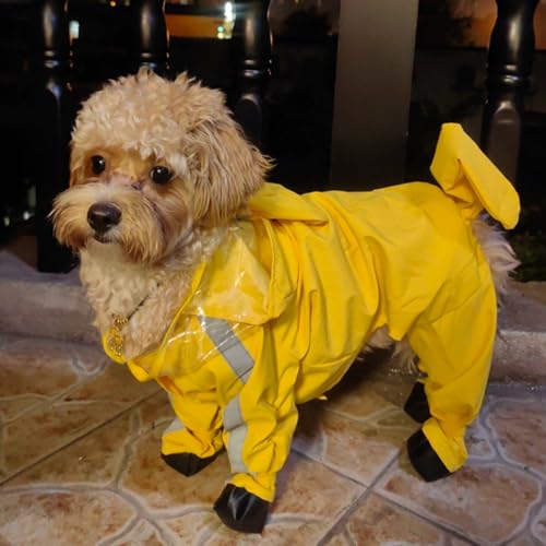Dog Raincoat with Boots (Yellow Flower (detachable tail) / L (8-11lb))