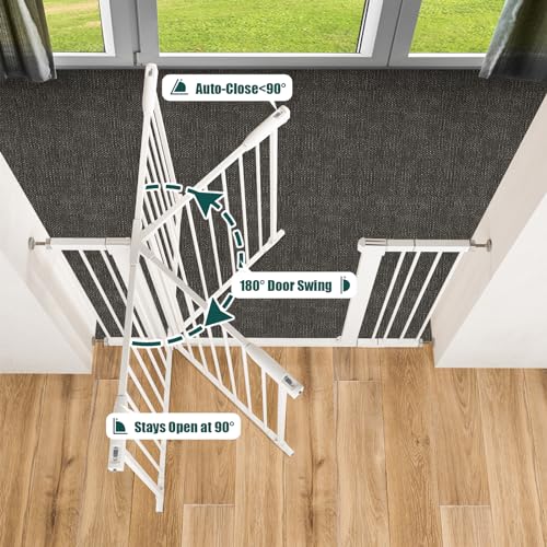 36" Extra Tall Baby Gate for Stairs (White / 29.7-51.5"Wide,36"Tall)