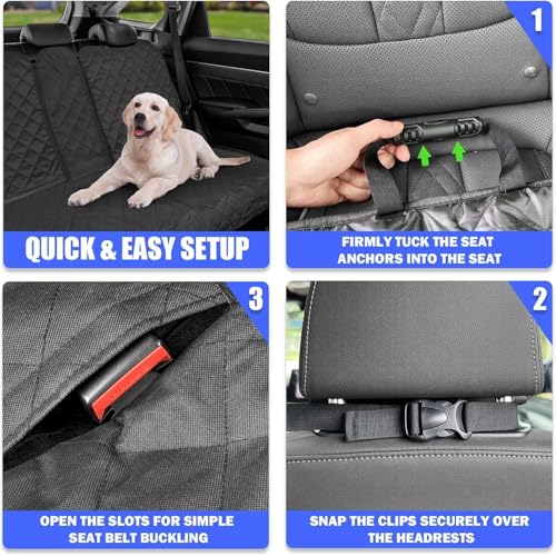 Dog Car Seat Cover for Back Seat (X-Large - 61" W / Black)