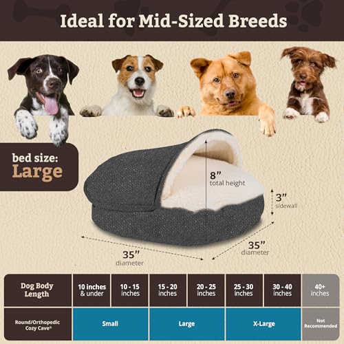 Cozy Cave Dog Bed (35.0"L x 35.0"W x 8.0"Th / Merlin Pewter)