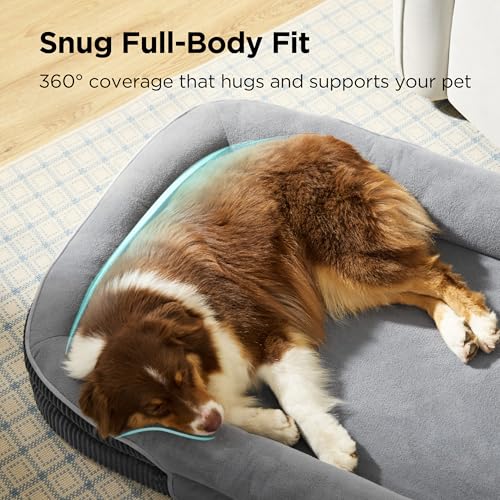 360°Oval Bolster Orthopedic Dog Bed Medium Size Dog (Charcoal / 30"lx20"wx6.5"th)