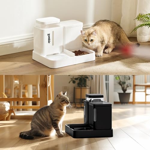 Gravity Cat Feeder and Water Dispenser (0.8 Gallon x 2 / White)