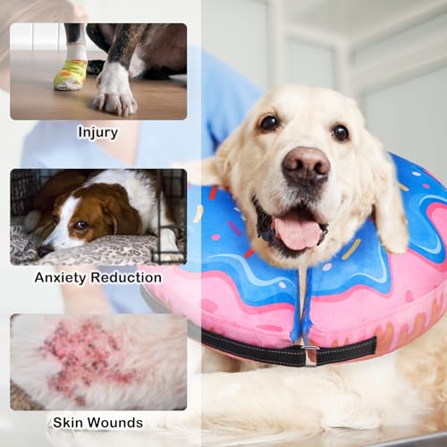 Dog Donut Collar Alternative After Surgery for Large Medium Dogs (Pink Donut / L(Neck 16"-18"))