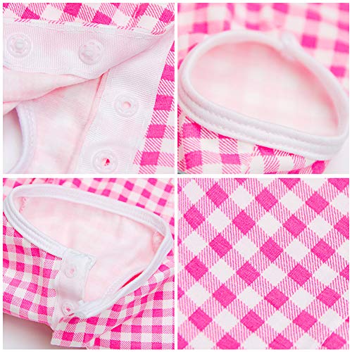 Dog’s Recovery Suit Post Surgery Shirt for Puppy (X-Large / pink white plaid)