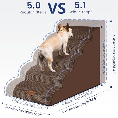 Ramp Dog Stairs for High Beds 24.4" H (Brown / 5-Step-Update (34.5"D x 17.7"W x 24.4"H))