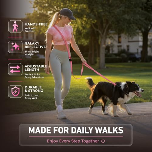 Hands Free Dog Leash (6–9.5 ft / Pink)